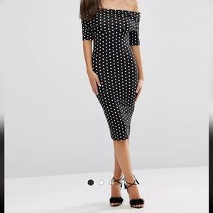 ASOS Black and White Polka Dot Midi Dress